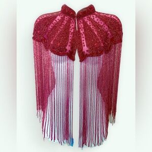 Red Beaded Fringe Cape